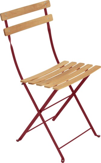 Fermob - Bistro Natural Chair Chili - Balkong- Og Kaféstoler - Rød - Metall/tre Fermob - Bistro Natural Chair Chili - Balkong- Og Kaféstoler - Rød - Metall/tre