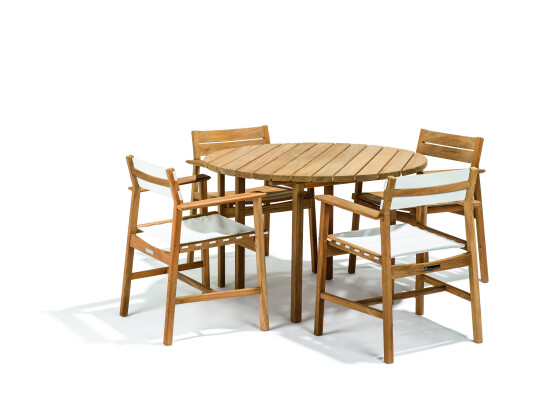 Skargaarden Djurö spisegruppe Teak med hvite detaljer 4 lenestoler & bord 110 cm