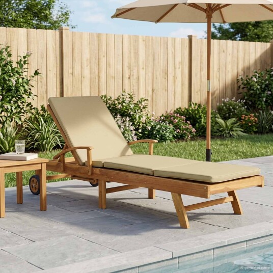 vidaXL Solstol med Pute 100% Polyester Solid Teak