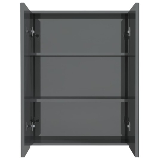 Speilskap til bad 60x15x75 cm MDF skinnende grå
