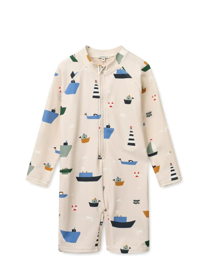 Liewood Max Printed Ls Swim Jumpsuit Cream 110 Liewood Max Printed Ls Swim Jumpsuit Cream 110
