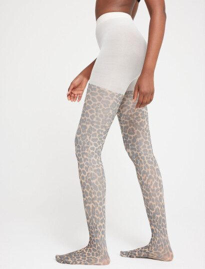 Lindex Tights 50 Den Leo Aop - Beige - XS