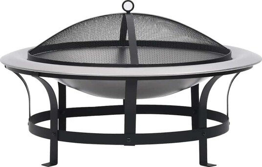 Utendørs bålfat med grill rustfritt stål 76 cm