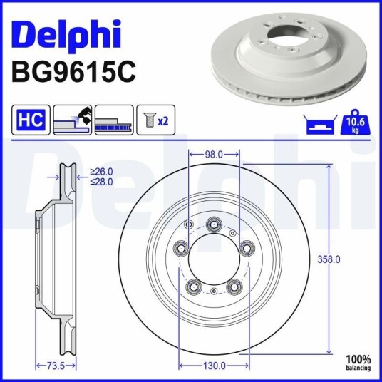 Bremseskive DELPHI BG9615C