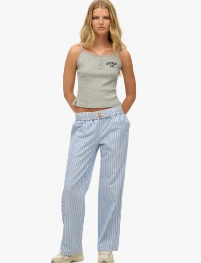 Superdry Cotton Stripe Elastic Trouser Blue 8 Superdry Cotton Stripe Elastic Trouser Blue 8