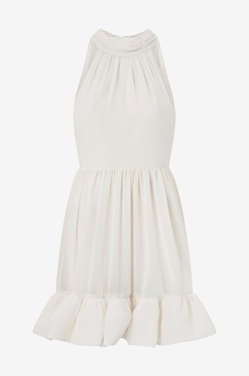 By Malina Kjole Fern Halterneck Ruffled Mini Dress Hvit By Malina Kjole Fern Halterneck Ruffled Mini Dress Hvit