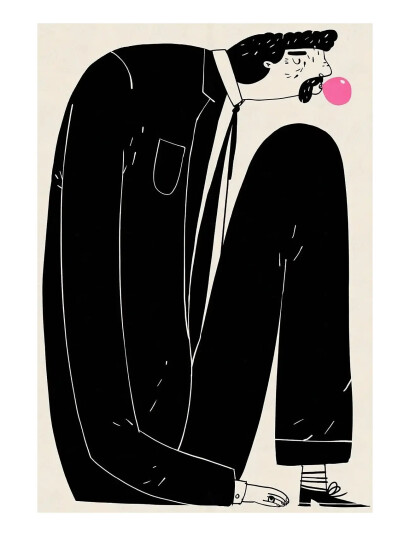 Poster & Frame Martin Jørgensen - Gum Man - Black - 50X70CM