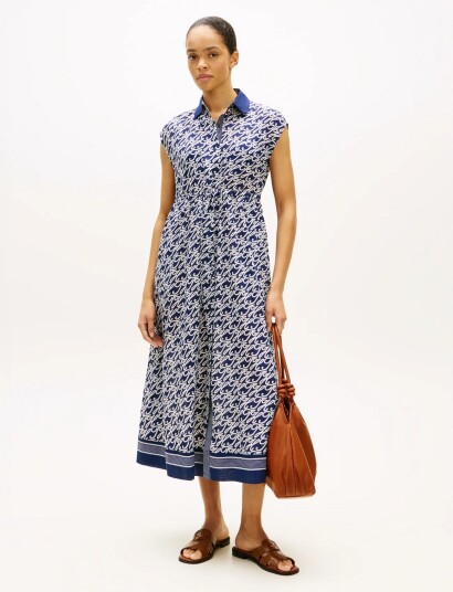 Tommy Hilfiger Swimshop Silk Voile Aop Midi Drs Navy S