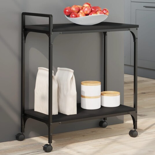 Kjøkkentralle svart 60,5x31x72,5 cm konstruert tre 842366