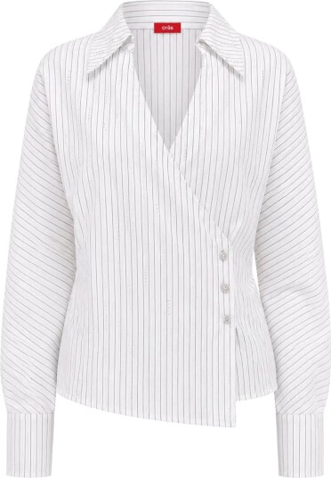 crās Esmecras Shirt WHITE STRIPE SPARKLE 36 crās Esmecras Shirt WHITE STRIPE SPARKLE 36