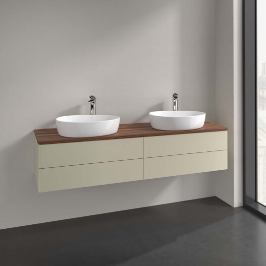 Villeroy & Boch  Antao Servantskap med 4 skuffer 160x50x36 cm m/lys Grå Matt/Valnøtt