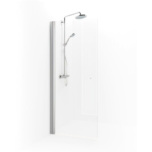 Macro Design Spirit Dusjdør Rett - med Knott Matt Aluminium / 97cm Klart Glass