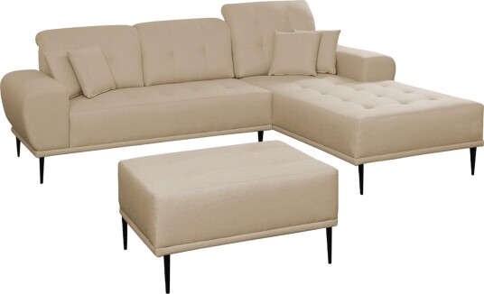 Rapale Sofagruppe Høyre med Fotskammel Beige