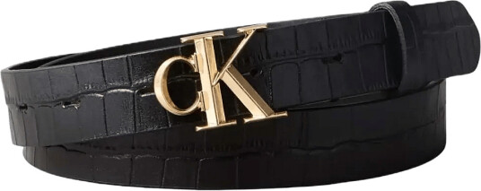 Calvin Klein Facet Ck Buckle Croc Strap 25Mm - Black - 75 x 75