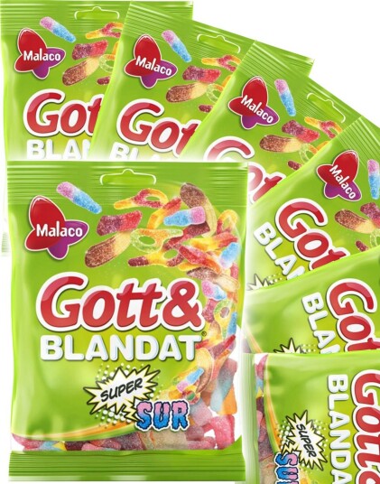 30 stk Godt og Blandet Supersur Forskjellige Sure Vingummibiter Hel Eske 3,9 kg