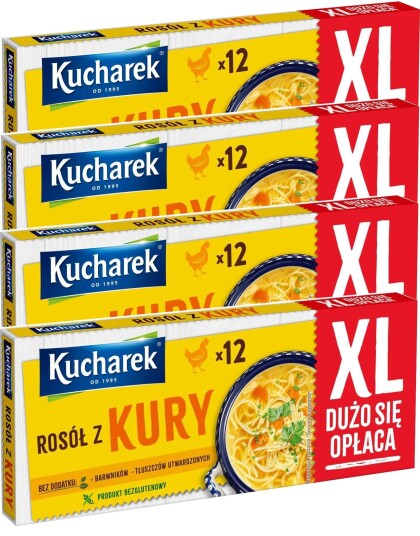 12 Pakker med Kucharek Chicken Bouillon   12x12 stk Kylling Buljongterninger 1,44 kg Polen
