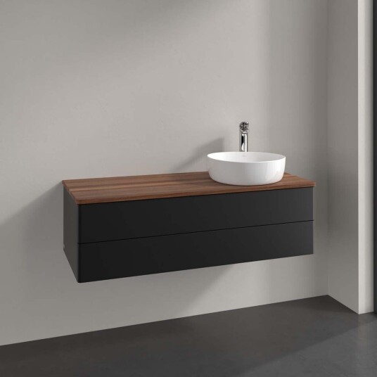 Villeroy & Boch  Antao Servantskap med 2 skuffer 120x50x36 cm m/lys Sort Matt/Valnøtt