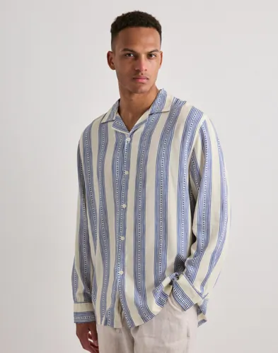 OAS Havana Viscose Long Sleeve Stripete skjorter Blå OAS Havana Viscose Long Sleeve Stripete skjorter Blå