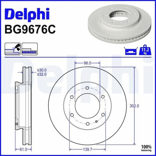 DELPHI BG9676C Bremseskive