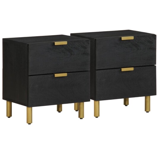 Nattbord 2 stk svart 40x33x46 cm heltre mango 8721158447401