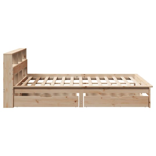 Seng med bokhylle uten madrass 160x200 cm heltre furu 8721158409782