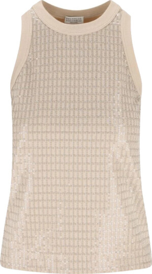 Brunello Cucinelli Dame Topper Beige L,
