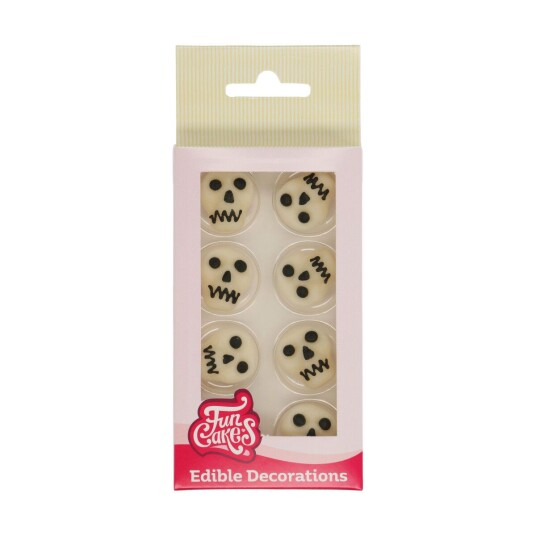 Funcakes Spiselig Kakepynt Hodeskaller Pk/8 Funcakes Spiselig Kakepynt Hodeskaller Pk/8