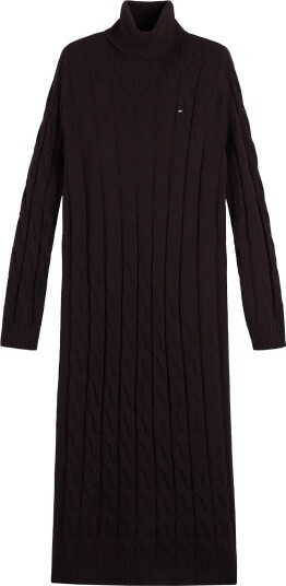 Tommy Hilfiger Soft Wool Cable Roll Nk Ls Dress CHOCOLATE XS Tommy Hilfiger Soft Wool Cable Roll Nk Ls Dress CHOCOLATE XS