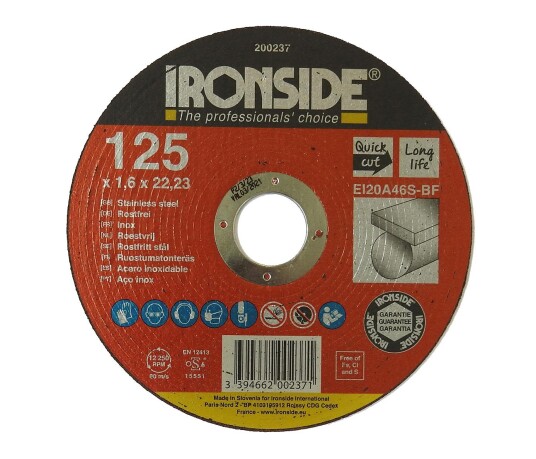 Ironside 200237 Kappeskive 125 mm F41 EI20 Inox 125 x 1,6 x 22 mm Maskintilbehør & forbruk