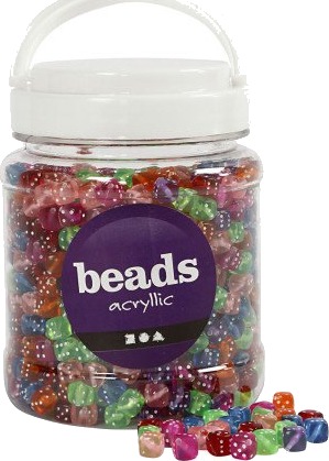 Diverse Terningperler Str 7X7 Mm Hullstr 1.5 Mm Ca 1070 Stk Ass Farger 510 G 700 Ml 1 Boks