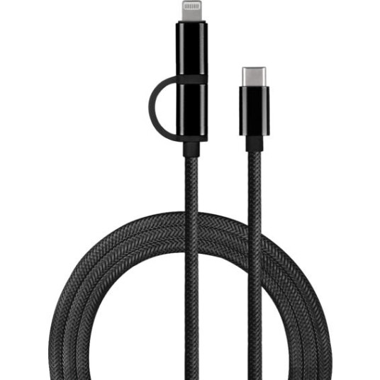 J&EL Ladekabel USB-C til USB-C og Lightning 1m sort - 93107 J&EL Ladekabel USB-C til USB-C og Lightning 1m sort - 93107