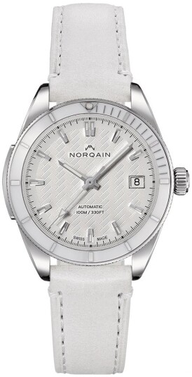 Norqain Dameklokke N1800C89A/W181/18WM.16S Adventure Hvit/Lær Ø37 mm Norqain Dameklokke N1800C89A/W181/18WM.16S Adventure Hvit/Lær Ø37 mm