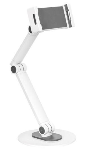 Deltaco Justerbart Bordstativ for Nettbrett 4,7" - 12,9" Hvit