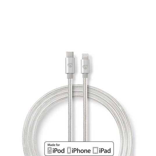 Nedis USB-C Kabel 2m med Apple Lightning 8-Pinner 480 Mbps Flettet Nylon Nedis USB-C Kabel 2m med Apple Lightning 8-Pinner 480 Mbps Flettet Nylon