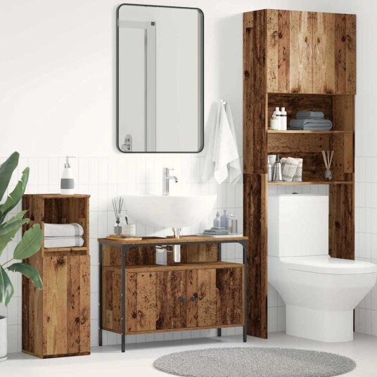 Badezimmer Vaskeskap Gammelt Tre 80x30x60 cm Teknisk Tre Badezimmer Vaskeskap Gammelt Tre 80x30x60 cm Teknisk Tre