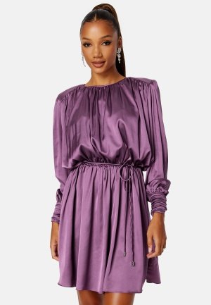 BUBBLEROOM Klara Satin Dress Dark Purple XS
