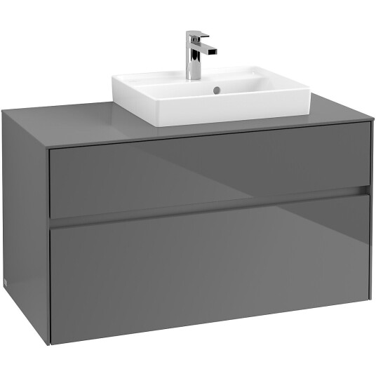 Villeroy & Boch  Collaro Servantskap med 2 skuffer 100x50x54,8 cm u/lys Grå Høyglans