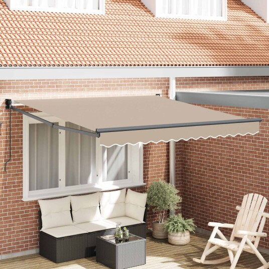 manuell uttrekkbar markise beige 300x250 cm markise erstatningsstoff for 3x2,5 m ramme beige