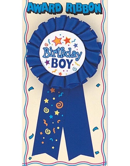 Birthday Boy Royal Blå Premie Rosett 14x7,5 cm