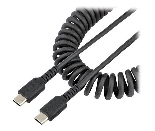 StarTech Coiled 50cm USB-C Kabel - Heavy Duty, Rask Lading og Dataoverføring, Svart