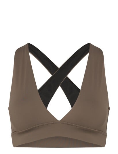 Casall V Neck Crossback Bikini Top   Brown   42