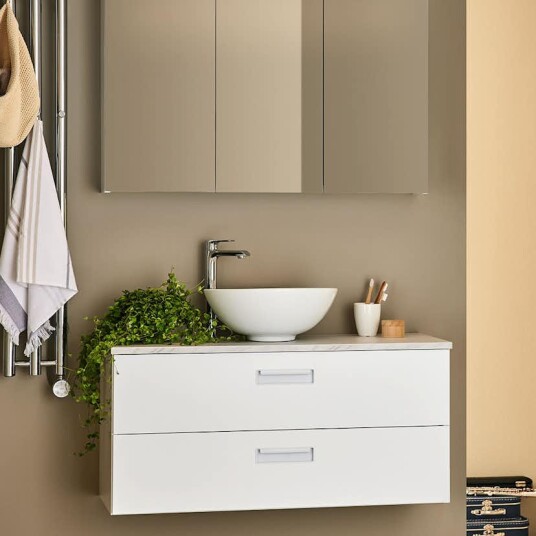 Servantskap Noro Relounge Hvit med Benkeplate Lys Marmor 320332