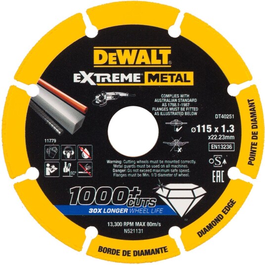 Dewalt DT40251-QZ Diamantkappeskive 115 mm for Metall - Ekstrem Holdbarhet Dewalt DT40251-QZ Diamantkappeskive 115 mm for Metall - Ekstrem Holdbarhet