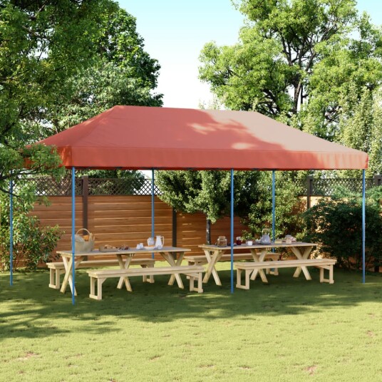  Sammenleggbart partytelt pop-up terrakotta 580x292x315 cm 4004941