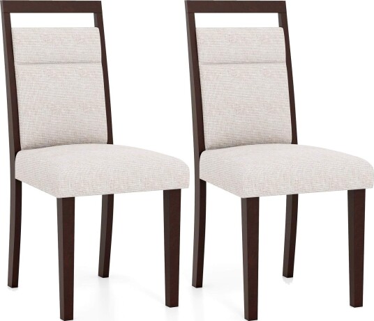 Beige spisestoler sett med 2 – polstret sete og ergonomisk rygg