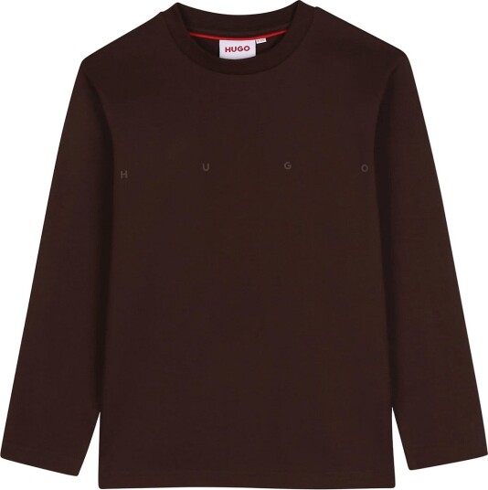 Hugo Kids Long Sleeve T Shirt CHICORY COFFEE 164