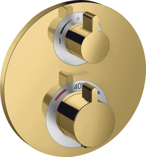 Hansgrohe Ecostat S Termostat Avsperring, 2 uttak, Polert Gull-Optikk Hansgrohe Ecostat S Termostat Avsperring, 2 uttak, Polert Gull-Optikk
