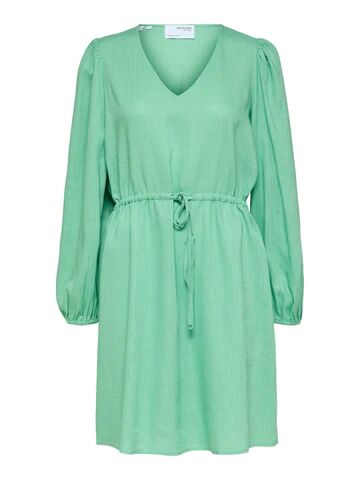 Selected Femme Viva Ls Short Linen Dress Absinthe Green 34