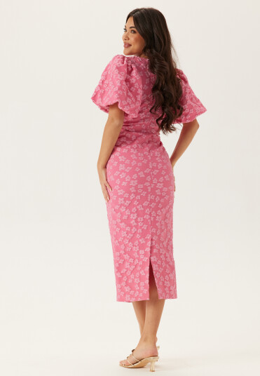 Bubbleroom Occasion Puff Sleeve Jacquard Midi Dress Bubbleroom Occasion Puff Sleeve Jacquard Midi Dress