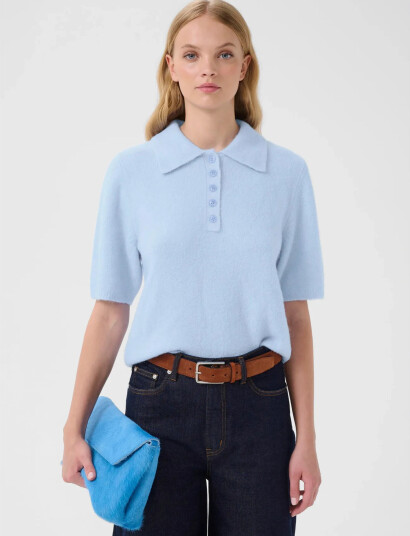 Gestuz Gzalpha Ss Polo Pullover Blue M Gestuz Gzalpha Ss Polo Pullover Blue M